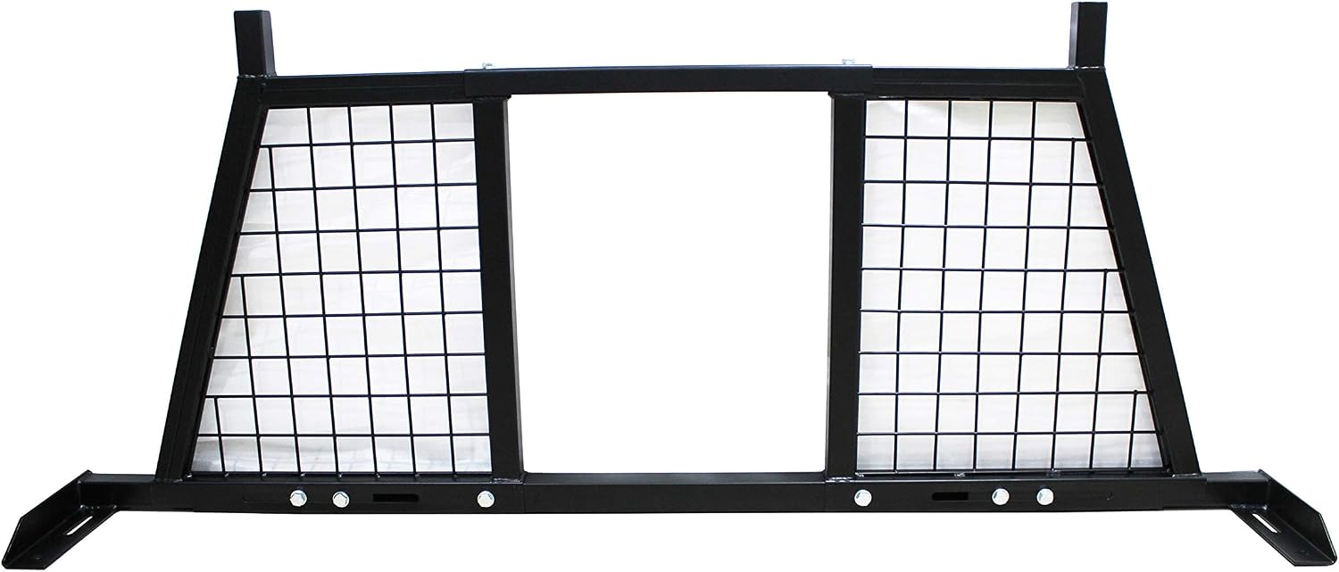 MaxxHaul Adjustable Truck Headache Rack - Fits 62' to 76.5' Beds - No-Drill Bolt-On Stake Pocket Mount - Steel Grid Screen (50257)
