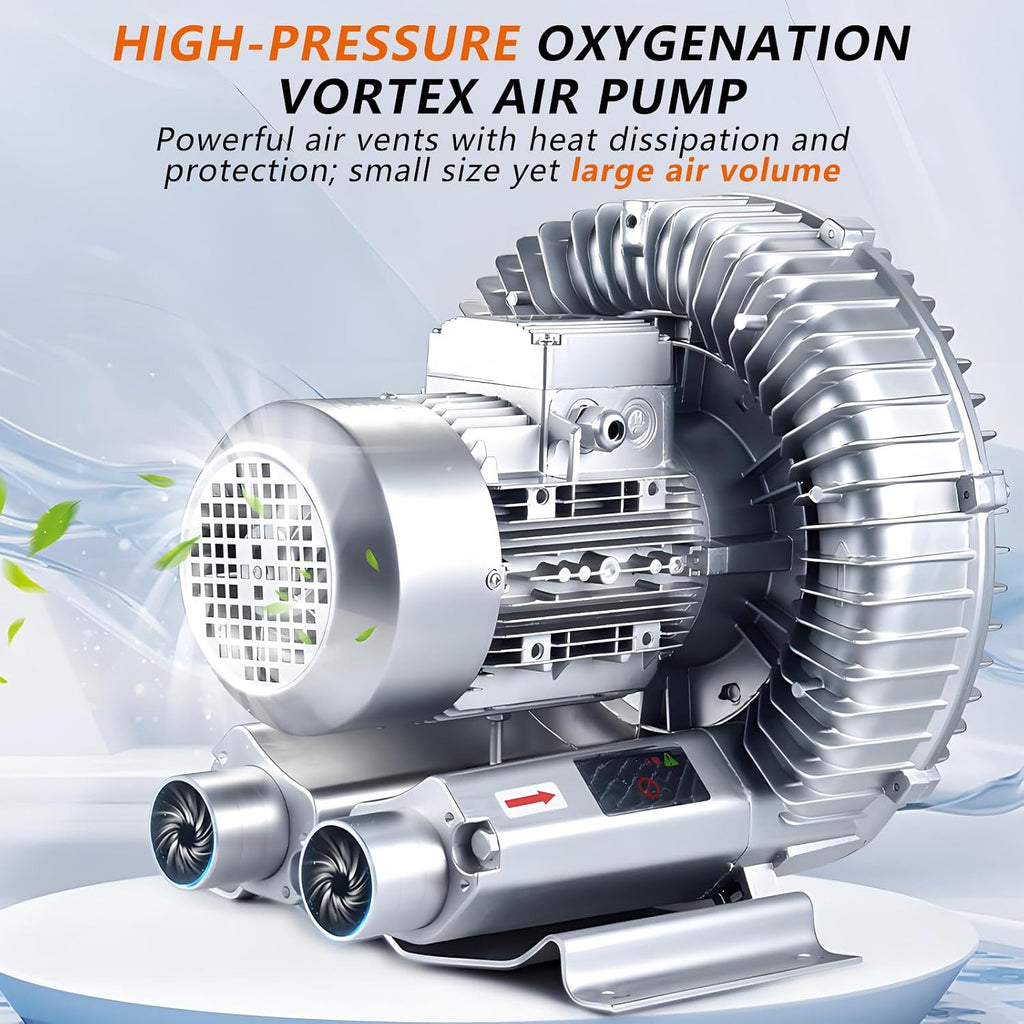 1500W 2200W Regenerative Blower,220V Single Phase,High-Pressure Vortex Ring Blower,for Aquaculture Sewage Aeration Industrial Dustproof 1500W