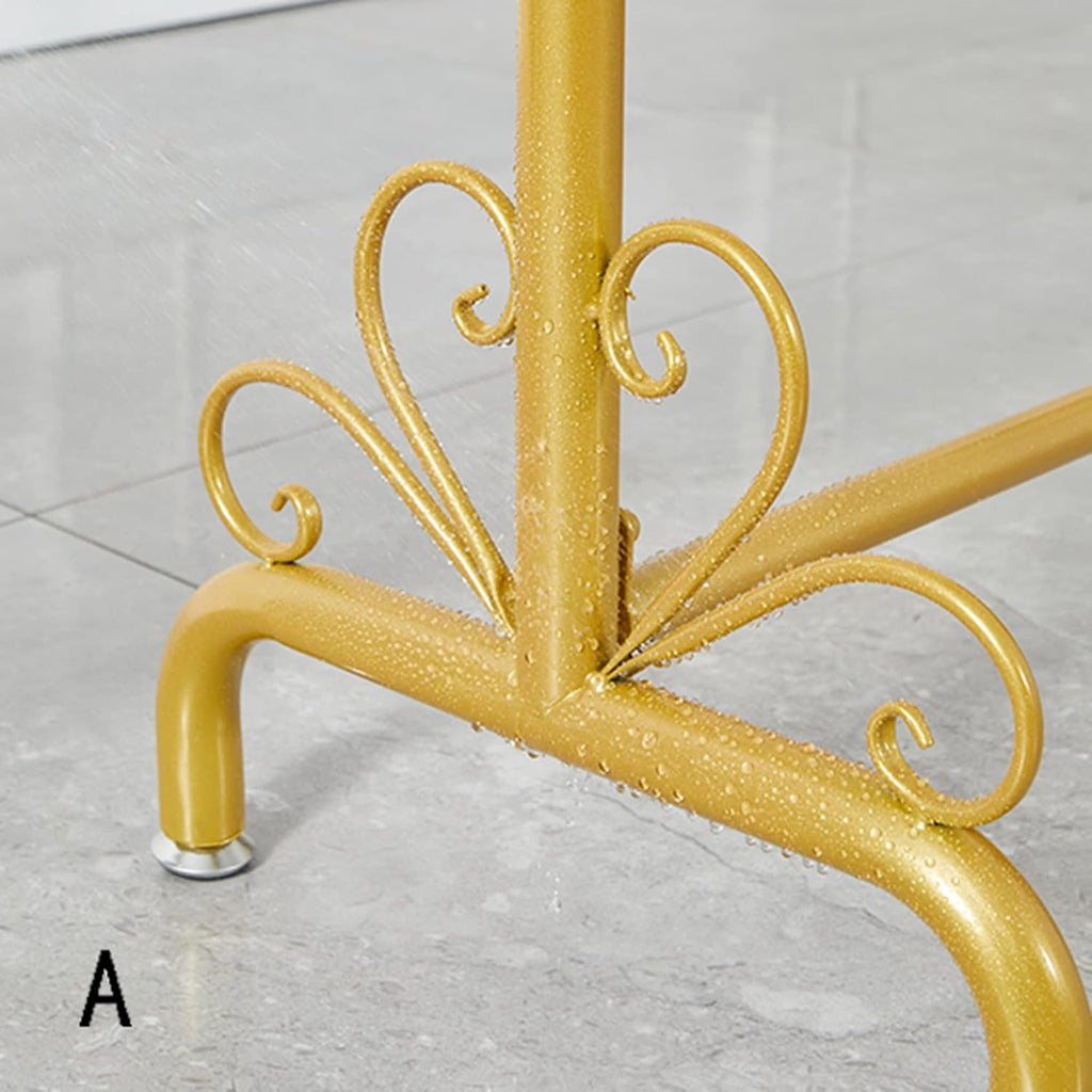 Display Clothing Garment Rack,Drying Clothing Metal Heavy Duty Organizer Storage Shelf Standing Metal Sturdy Hanger with Top Rod and Storage,for Hanging Clothes,Gold,A,100 * 40 * 165Cm