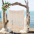 Modern Wall Decor Woven,Wall Hanging Art Tapestry, Macrame Wall Hanging Tapestry Beige Long Fringe Tassel Garland Banner Shabby Chic Bohemian Woven Tapestry for Home (Beige)