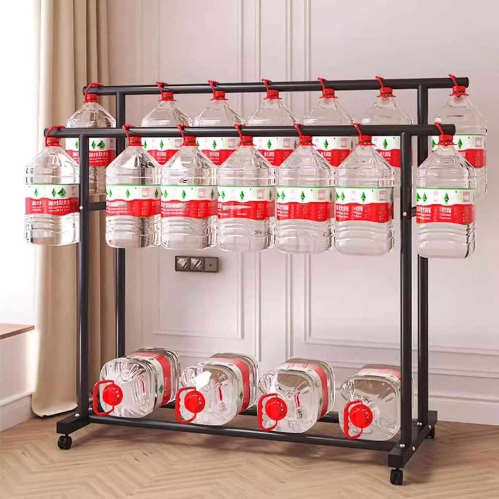 Heavy-Duty Metal Clothes Rack, Rolling Garment Rack with Sturdy Wheels & Shelves, Freestanding Double Rod Clothing Rack for Hanging, Portable Industrial Wardrobe Organizer