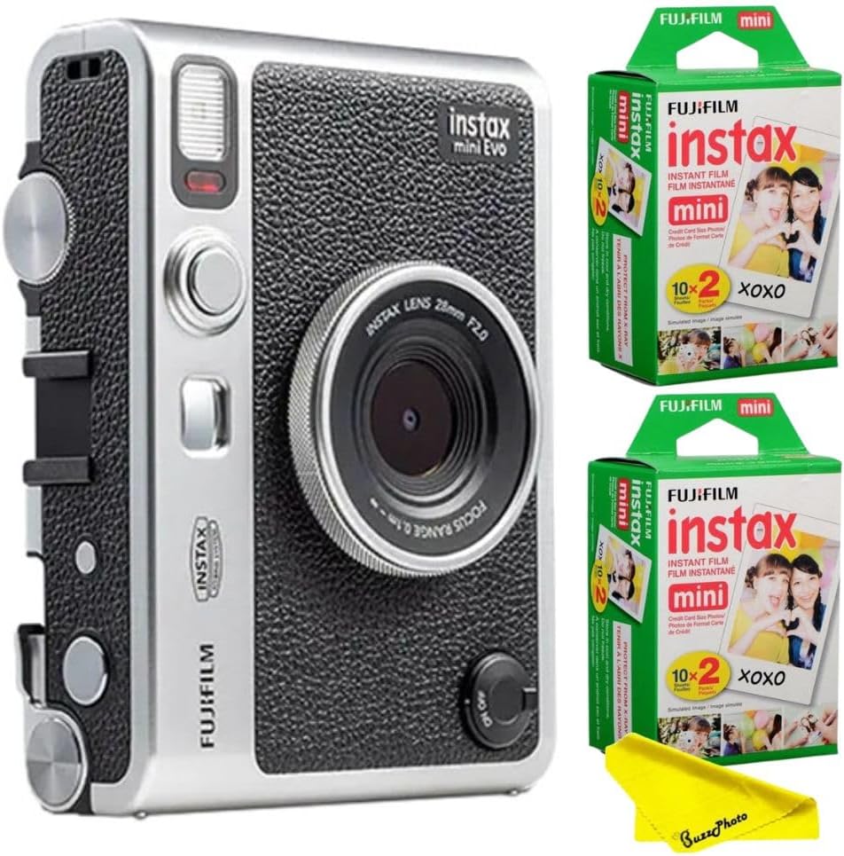 Fujifilm Instax Mini EVO Instant Camera with Instax Mini Films 2 Twin Packs (40 Instant mini Films)
