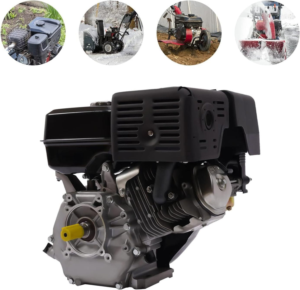 4 Stroke Gas Engine,15 HP 420CC Single Cylinder Gasoline Motor,3600RPM Recoil Start Engine Gasoline Power,Garden Tiller Cultivator Motor for Pumping Machines,Cleaning Machines (Black 4 Stroke 15HP)