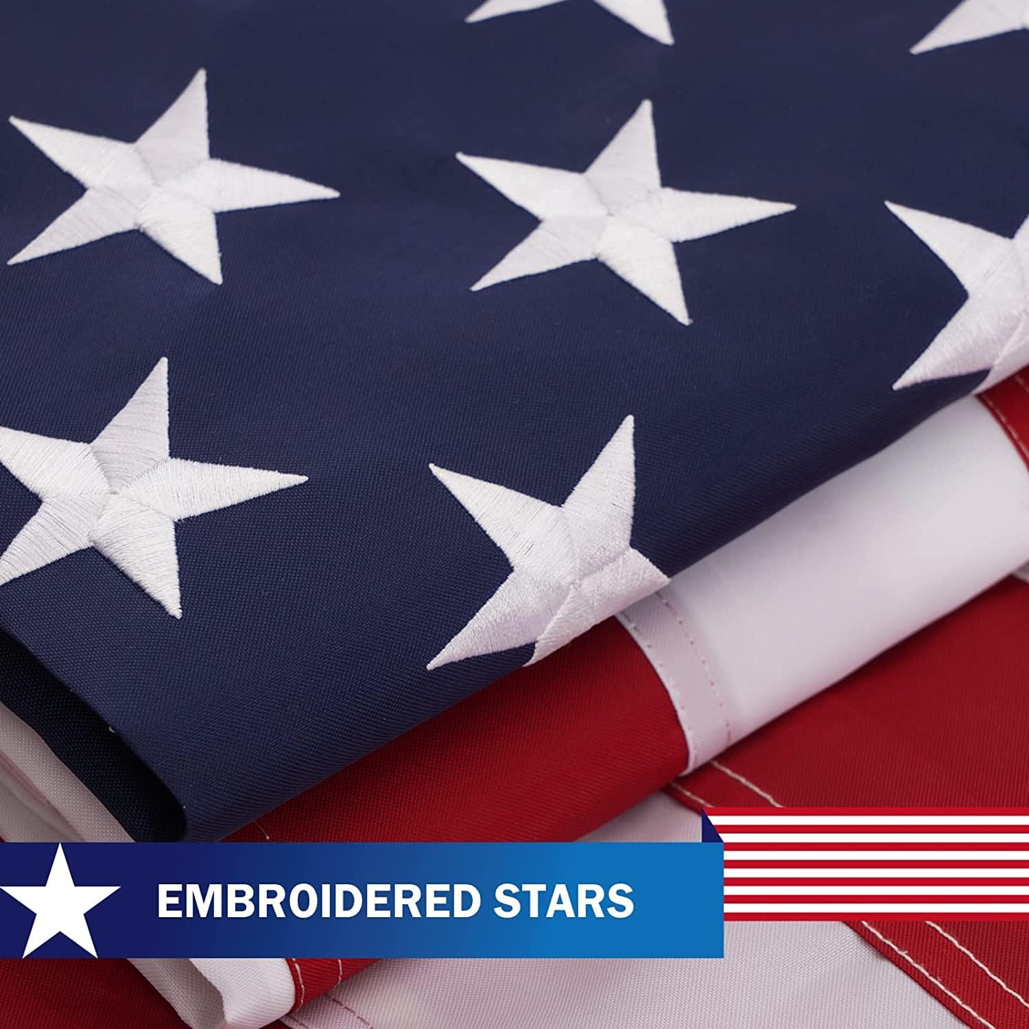 TOPFLAGS American Flag 12x18 Ft Large US Flags Heavy Duty Embroidered Stars Sewn Stripes USA Giant Flags Outdoor 5 Brass Grommets for Outside Wall