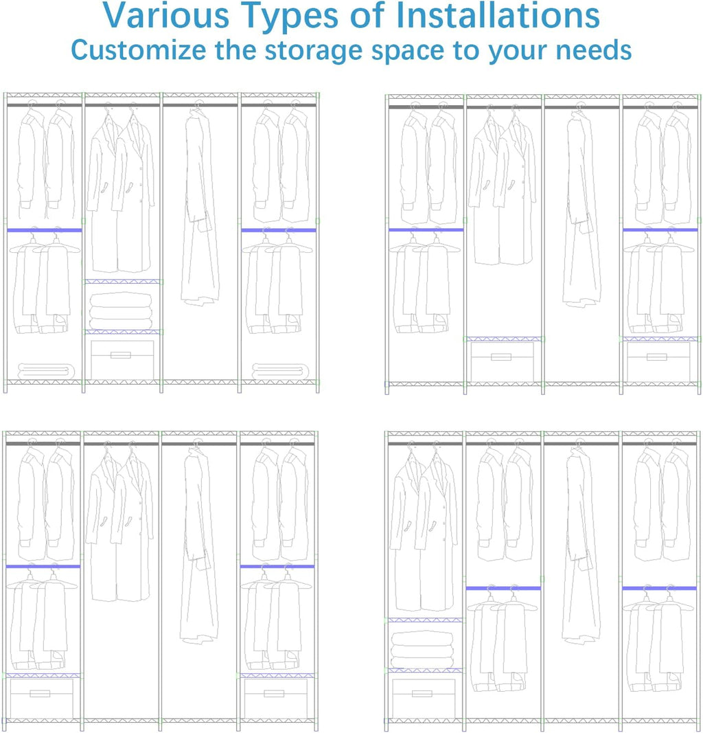 VIPEK V40 Heavy Duty Clothes Rack, 1110lb Capacity Sturdy Metal Garment Rack, Clothing Rack with 6 Shelves & 4 Hang Rods, Adjustable Open Wardrobe Closet Organizer for Bedroom/Apartment/Retail, Gold