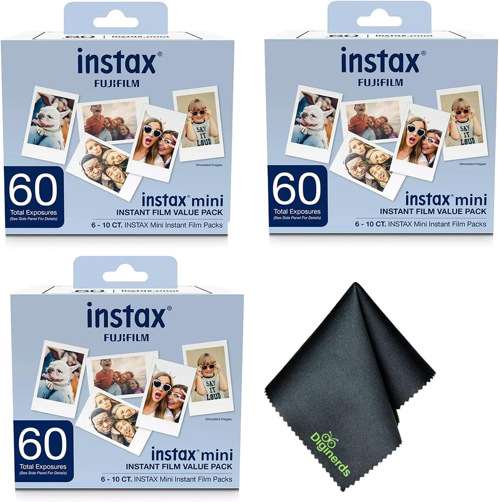 Fujifilm Instax Mini Value Pack Instant Film (180 Exposures) Bundle with Microfiber Cleaning Cloth