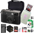 FUJIFILM X Half Premium Compact Digital Camera (Charcoal Silver) Bundle with Fuji Link 3 Smartphone Printer (Sage Green) + Instax Mini Film + Extra Battery + Charger + 64GB Memory Card + More