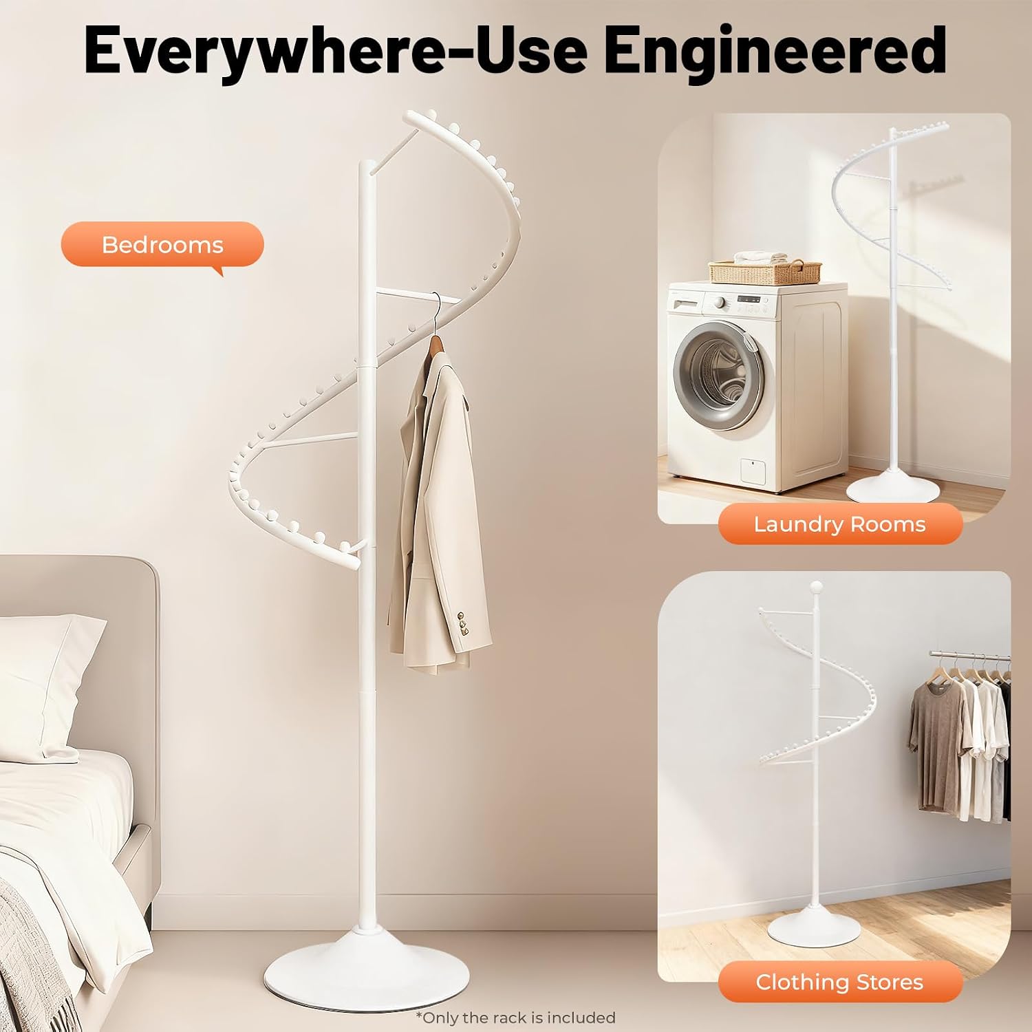 Spiral Rotating Garment Rack, Metal Clothing Rack Freestanding Coat Rack Retail Display Stand Hanger Shelf for Clothes Coats Bags Scarves 1.8M