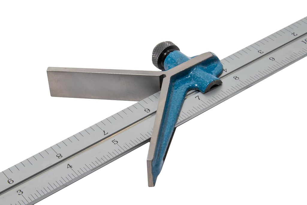 PEC Tools 4-Piece Combination Square - 18' Machinist Blade (4R) with Cast Iron Heads, Protractor, Center Finder, Square Head with Level Vial & Scribe Tool - for Carpentry, Woodworking - Made in USA