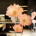 Giant Artificial Organza Flower On Base – Large Pink Faux Flower with Standing Stems and Base for Wedding, Valentine's Day, Party, Shop Window Display, Outdoor Yard Event Backdrop Decor
