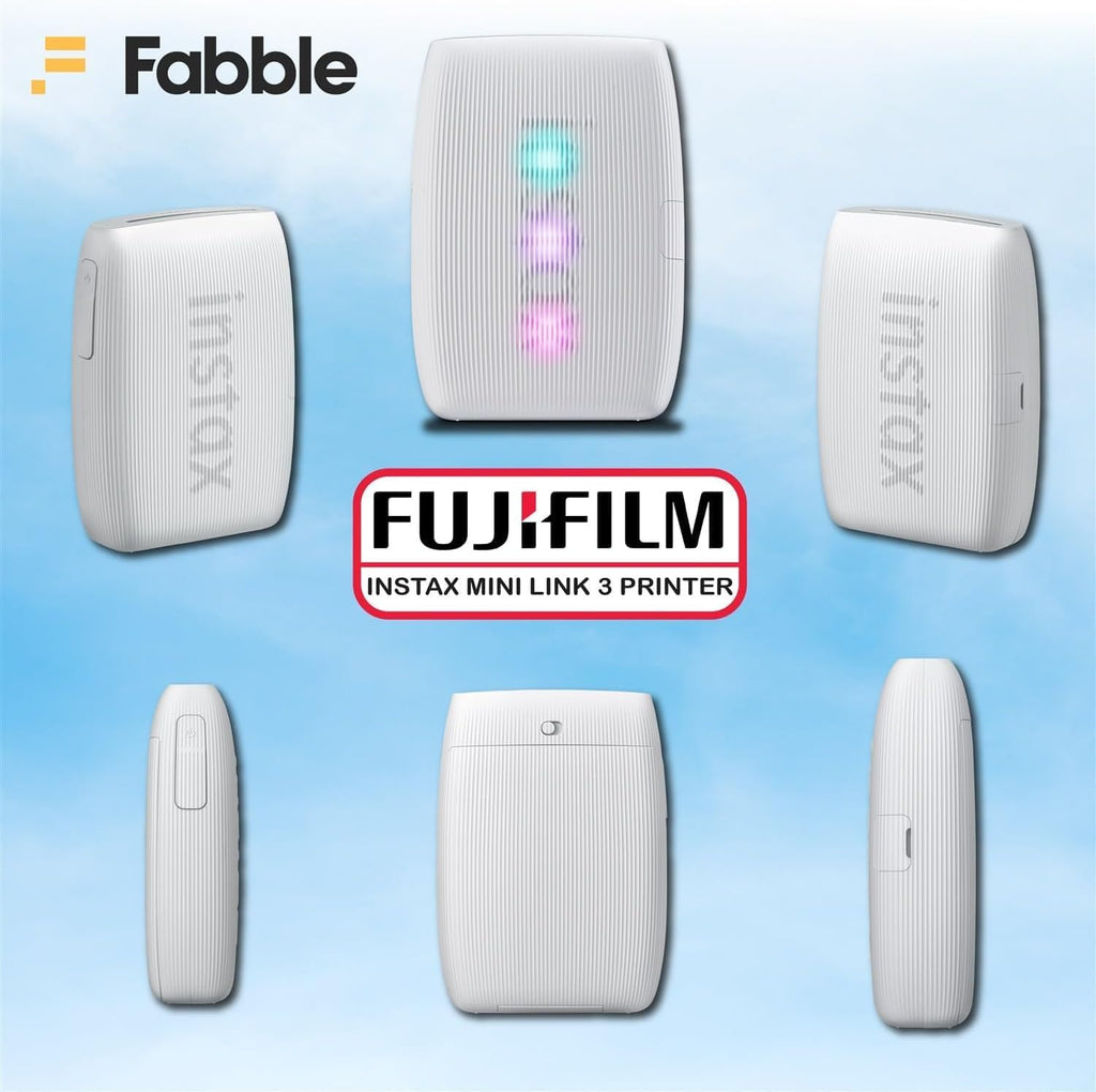 Fujifilm Instax Mini Link 3 Smartphone Printer with Instax Mini Films and Free Bonus Microfiber Cleaning Cloth... (Clay White, 4 x Twin Pack (80 Sheets))