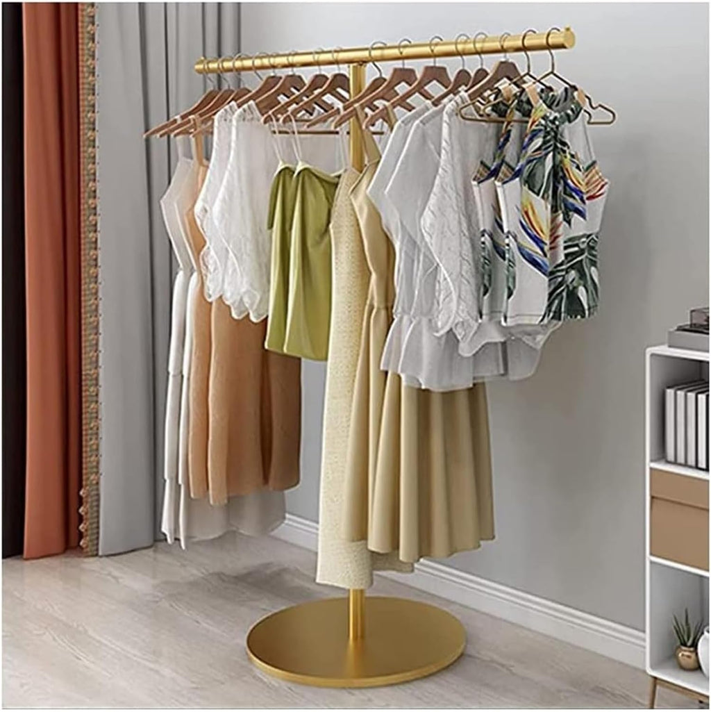 Clothes Rail Garment Rack Metal Clothing Rack with Top Shelf, Garment Rack Boutique Rolling Display Rack Closet Organizer for Hanging Clothes, Gold-B-100x130cm