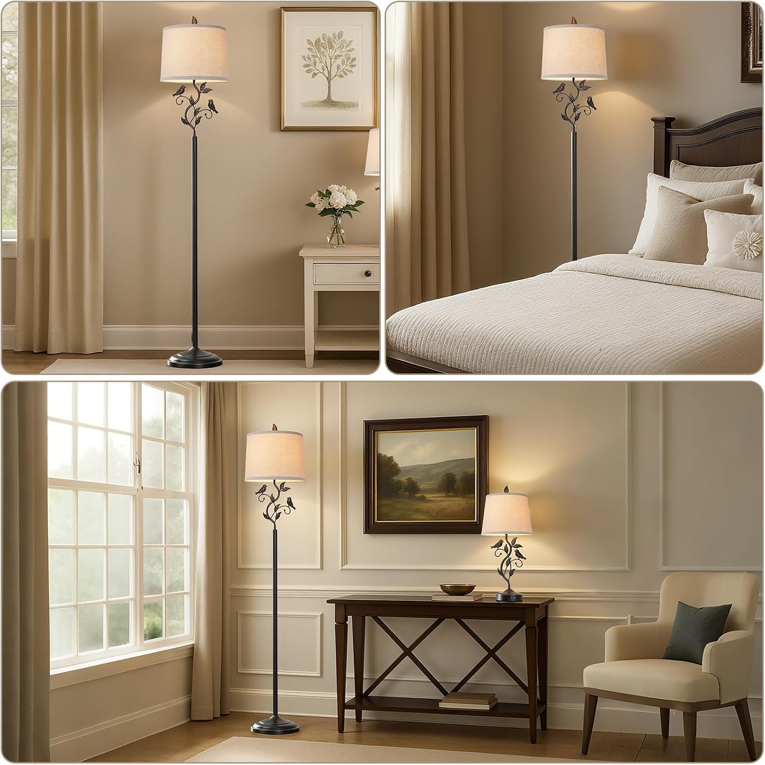 New - Same Matching Floor Lamp - 63'' Floor Lamp + 27'' Table Lamp Set of 2