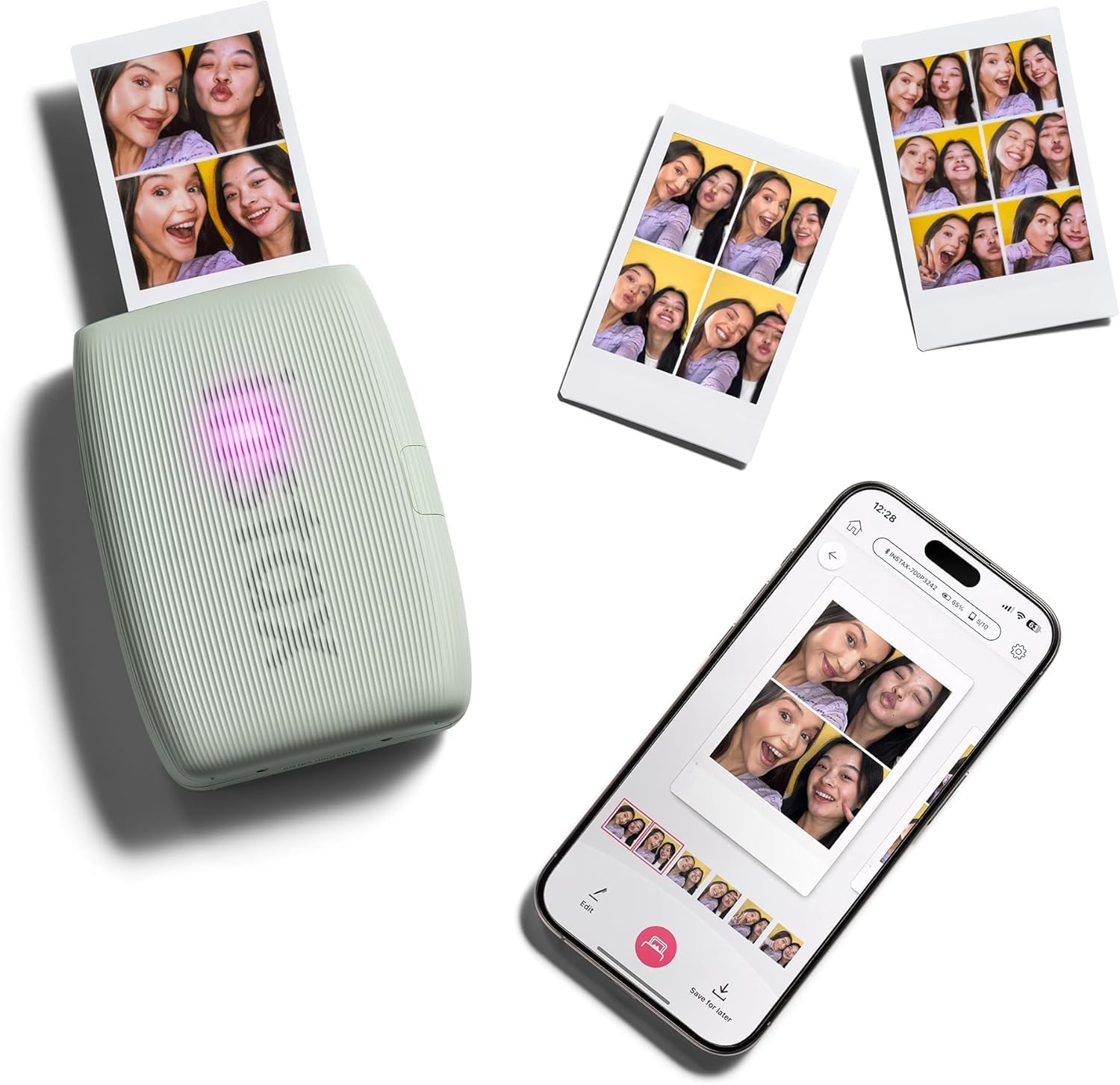 Fujifilm Instax Mini Link 3 Smartphone Printer with Instax Mini Films and Free Bonus Microfiber Cleaning Cloth... (Sage Green, 2 x Twin Pack (40 Sheets))
