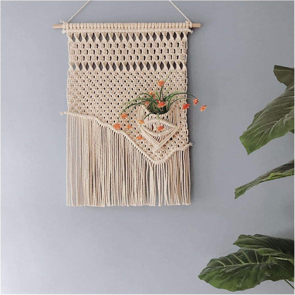 Tapestry Macrame Wall Hanging Tapestry Bohemian Crafts Home Bedroom Decoration Handwoven Tapestries (OneColor 50x70cm)