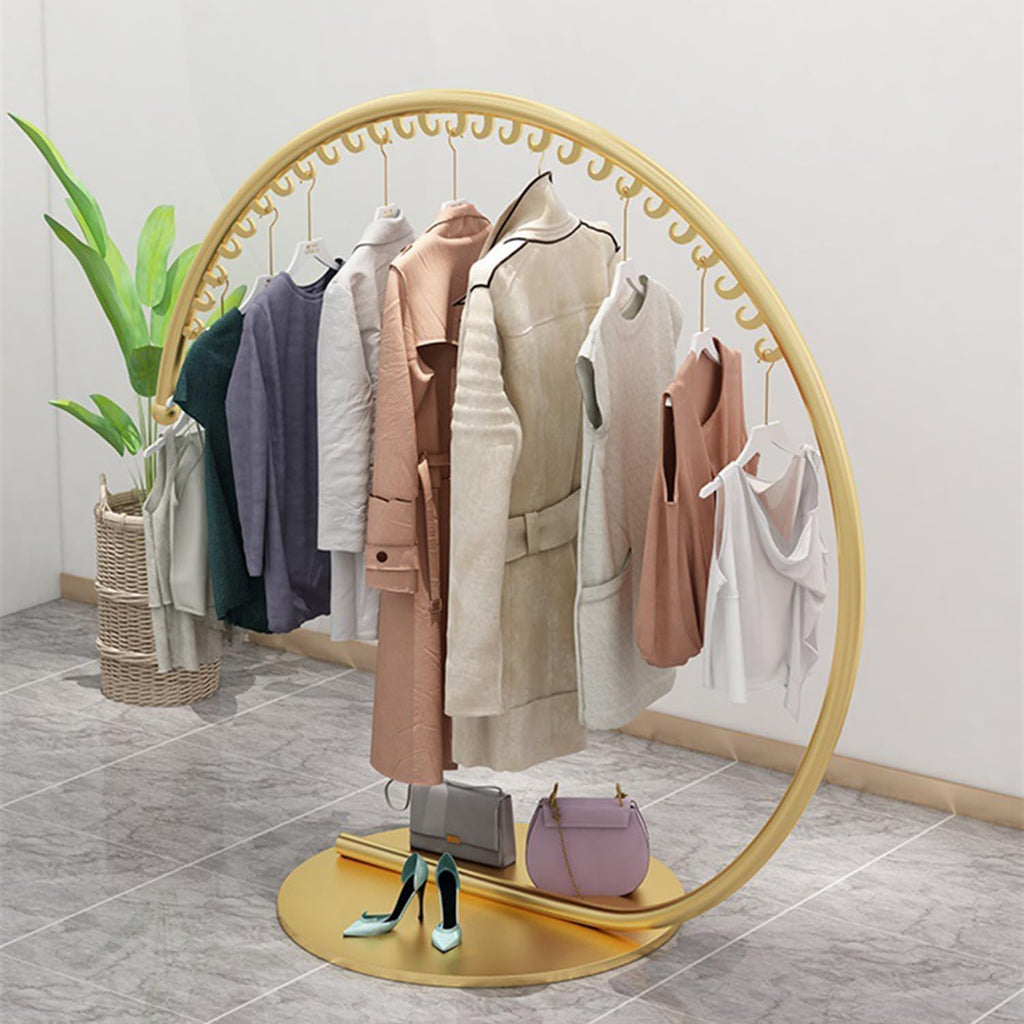 C-Shape Clothing Rack Freestanding Metal Display Rack, Clothes Rack Garment Rack for Hanging Clothes, Closet Organizers for Clothes Store Bedroom Cloakroom,Gold,H 170cm/67″