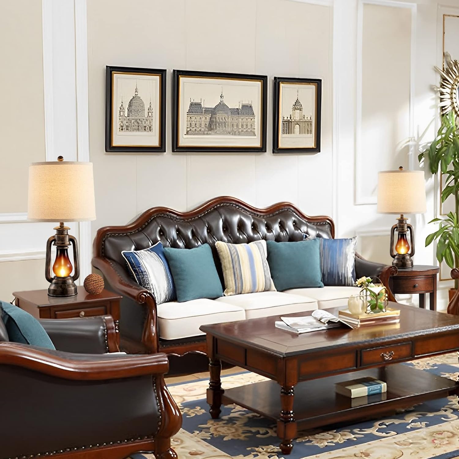 New - Same Matching Floor Lamp - 63'' Floor Lamp + 25'' Lantern Table Lamps Set of 2