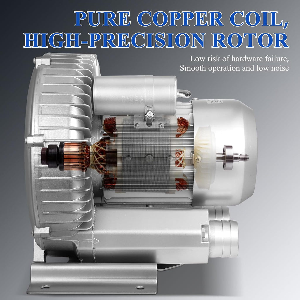 2.4HP Blower, 1.8KW 150CFM 110-120V Single Phase, High-Pressure, Industrial Vacuum Pump for Air Blowing or Suction, Sewage Aeration Aquarium Fish Pond Packaging