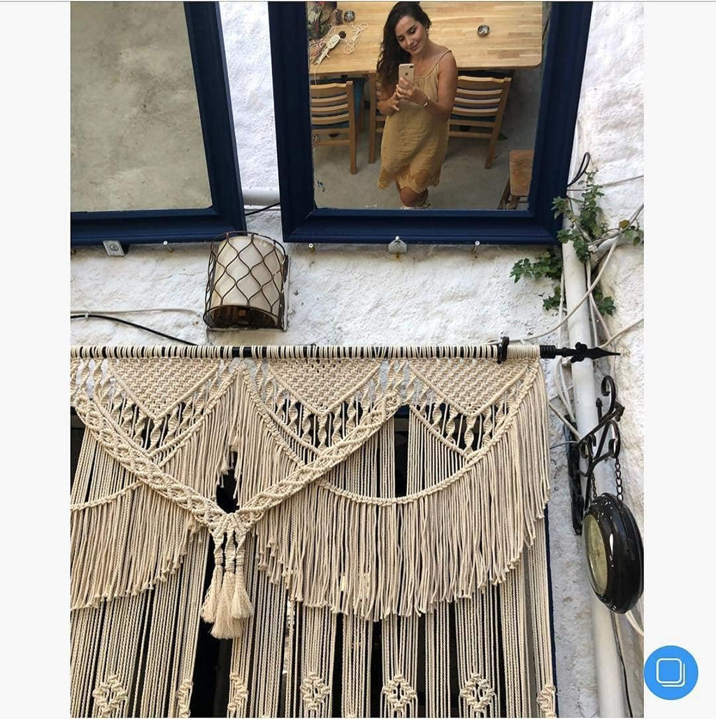 American Knit Bohemian Macrame Wedding Backdrop Decor Boho Chic Macrame Wall Hanging & Arch 70' W x 85' L