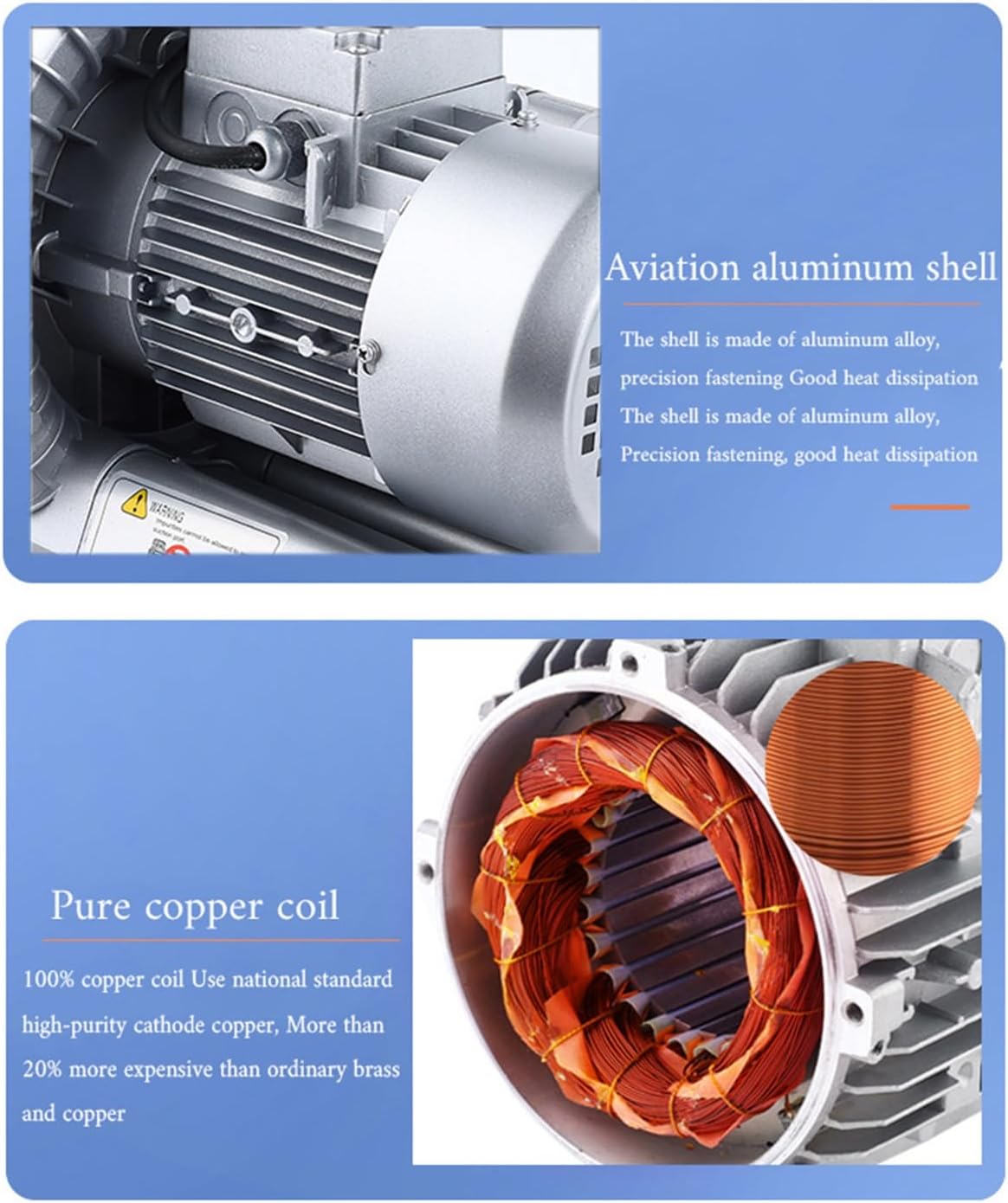 110V Vortex Ring Blower Industrial Regenerative Blower strong centrifugal vortex fan Large Airflow Vacuum Pump 120W 250W 350W 750W for Aquaculture Pond Aeration(180W)