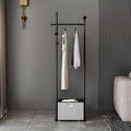 JIAYUEJU Heavy Duty Clothes Rack with Basket & Marble Base, Clothing Rack for Hanging Clothes, Coat Rack Freestanding for Entryway Bedroom Living Room Hotel 13.39' D x 19.69' W x 68.9' H (Black)