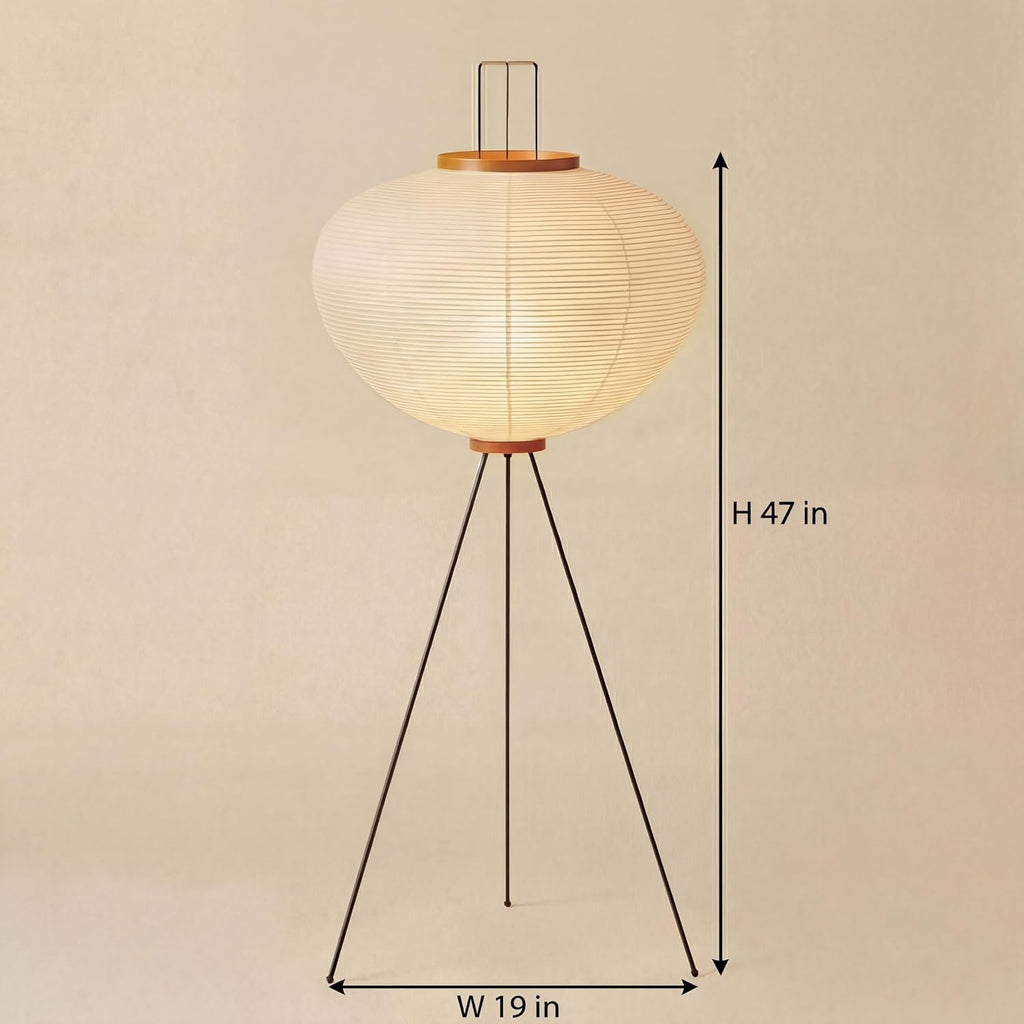 Nogy Noguchi Japanese Rice Paper Floor Lamp • 3000K Akari Standing Light for Living Room Bedroom, Modern Paper Lamp Design, Warm White Ambiance Lighting