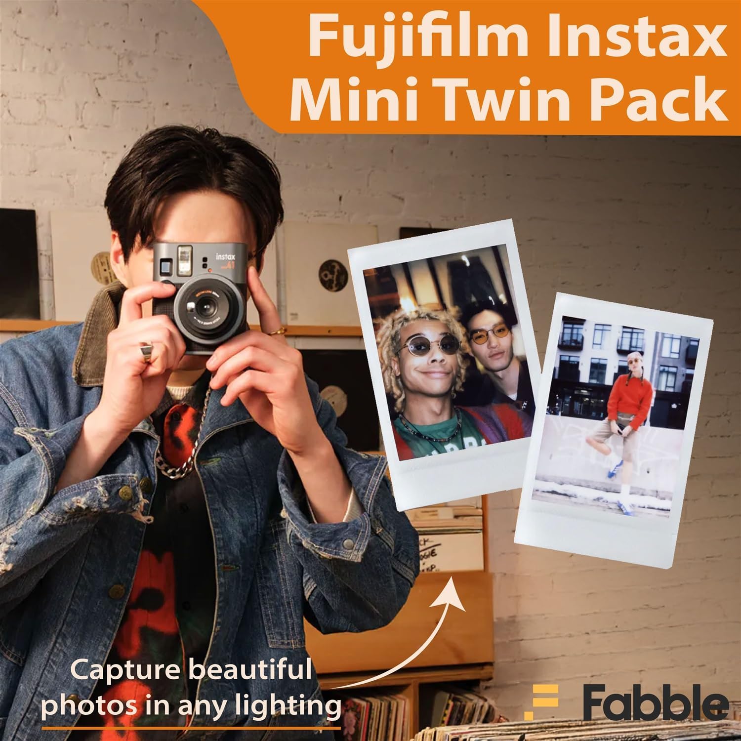 Fujifilm Instax Mini 41 Instant Film Camera Bundle with Groovy Case for Fuji Instax Mini 41, Twin Pack Film (40 Sheets) and Cleaning Cloth – Black (5 Items)