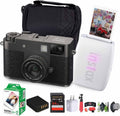 FUJIFILM X Half Premium Compact Digital Camera (Charcoal Silver) Bundle with Fuji Link 3 Smartphone Printer (Clay White) + Instax Mini Film + 64GB Memory Card + Flexible Tripod + Cleaning Kit + More