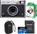 Fujifilm Instax Mini Evo Instant Film Camera, Black, Bundle with Fujifilm instax mini Instant Daylight Film Pack 20 Exposures, Slinger Alpine 2 Camera Bag, Lexar 32GB Memory Card w/SD Adapter