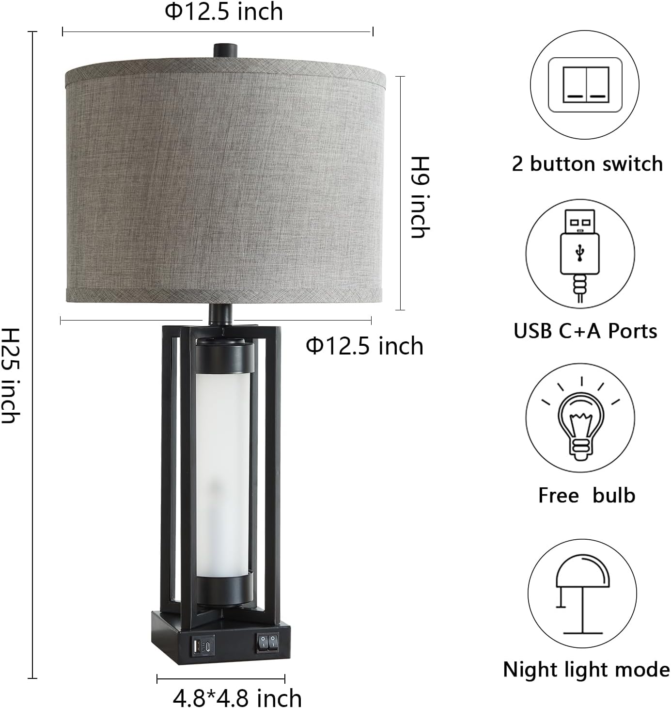New - Same Matching Floor Lamp - 63'' Floor Lamp & 25'' Table Lamp Set of 2