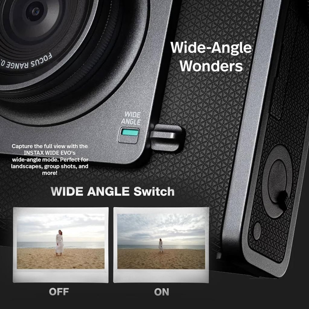 Fujifilm Instax Wide Evo Hybrid Instant Film Camera with 4 Packs Fujifilm Instax Wide Instant Film Twin Pack + 16GB Memory Card + Card Reader + Octo Tripod + Sunshine Photo Microfiber Cleaning Cloth