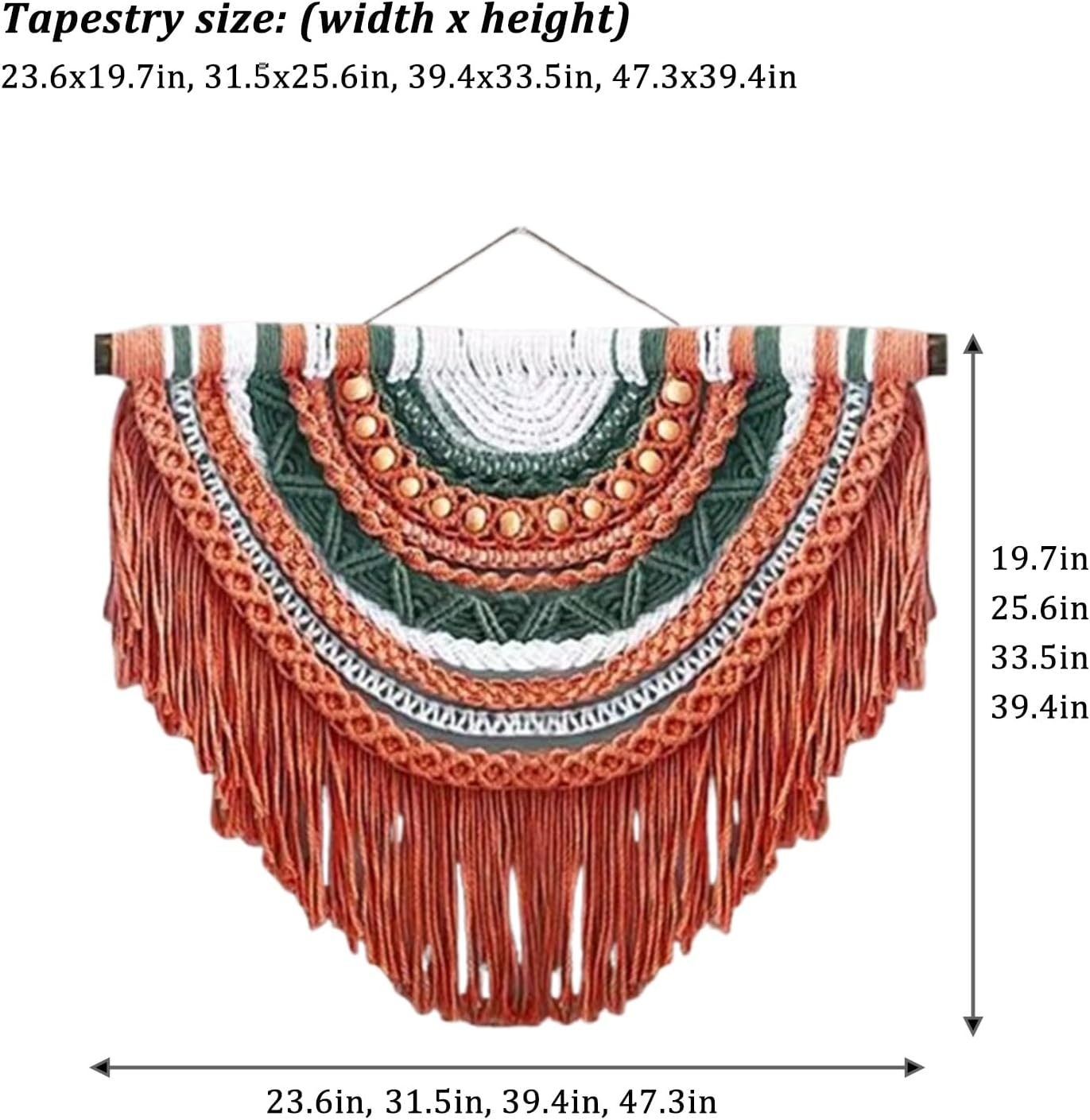 JCWGLY Macrame Wall Hanging Art Decor Tapestry, Macrame Wall Hanging Handmade Home Modern Decoration For Living Room Bedroom Sofa And Bed Headboard Background(47.3x39.4in)