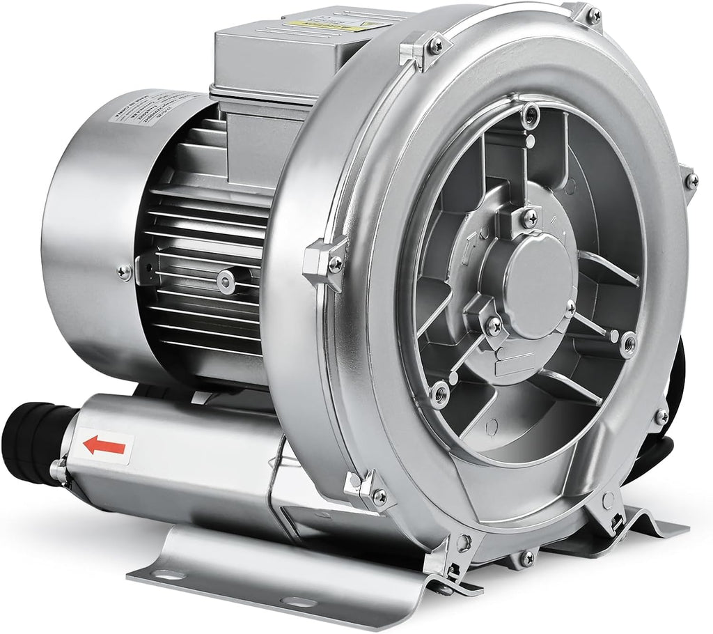 1HP Regenerative Blower, 85CFM 110V 60Hz Single Phase, High-Pressure Vortex Ring Blower, Industrial Vacuum Pump for Air Blowing Or Suction for Sewage Aeration Aquarium Fish Pond, Silver