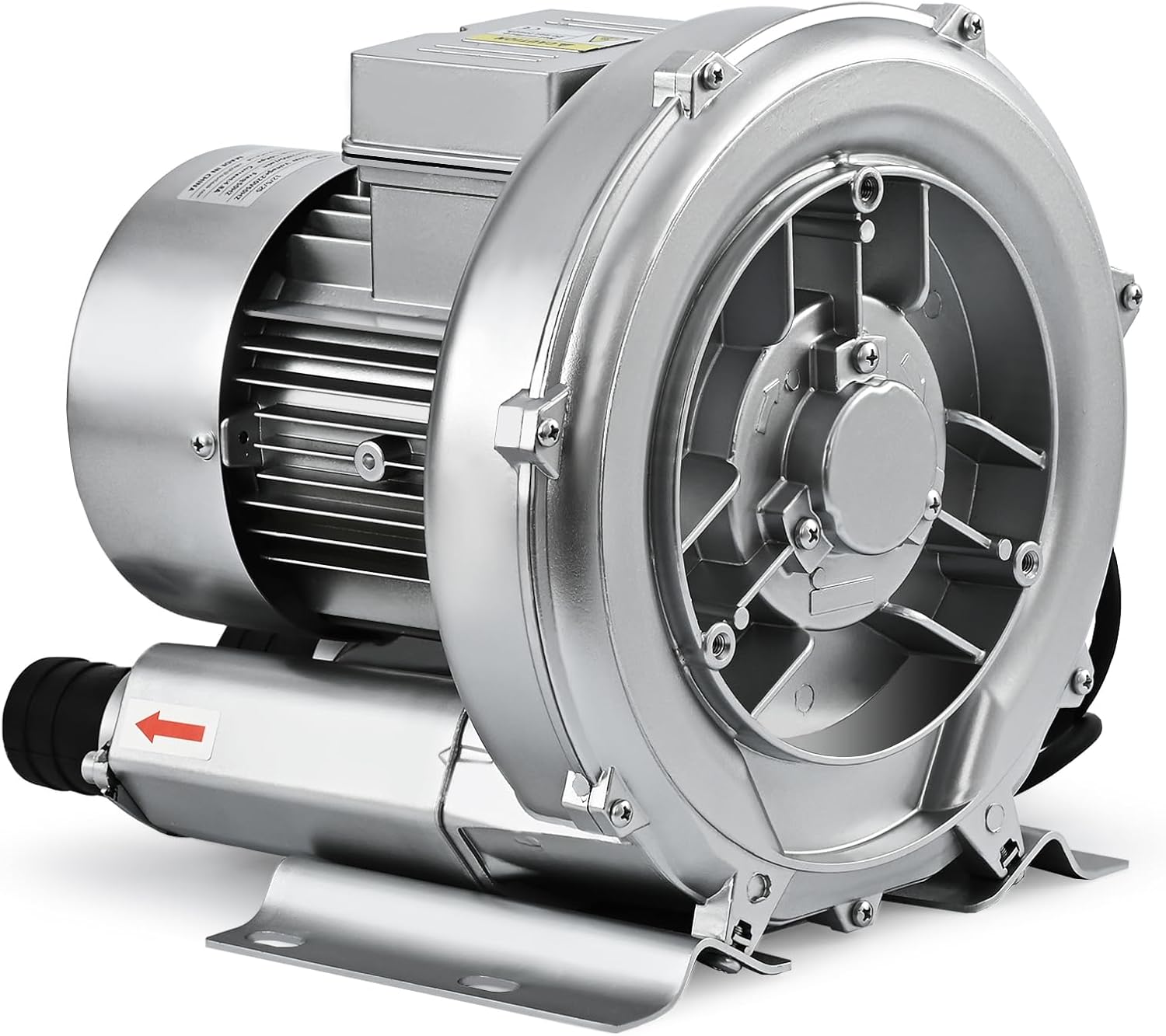1HP Regenerative Blower, 85CFM 110V 60Hz Single Phase, High-Pressure Vortex Ring Blower, Industrial Vacuum Pump for Air Blowing Or Suction for Sewage Aeration Aquarium Fish Pond, Silver
