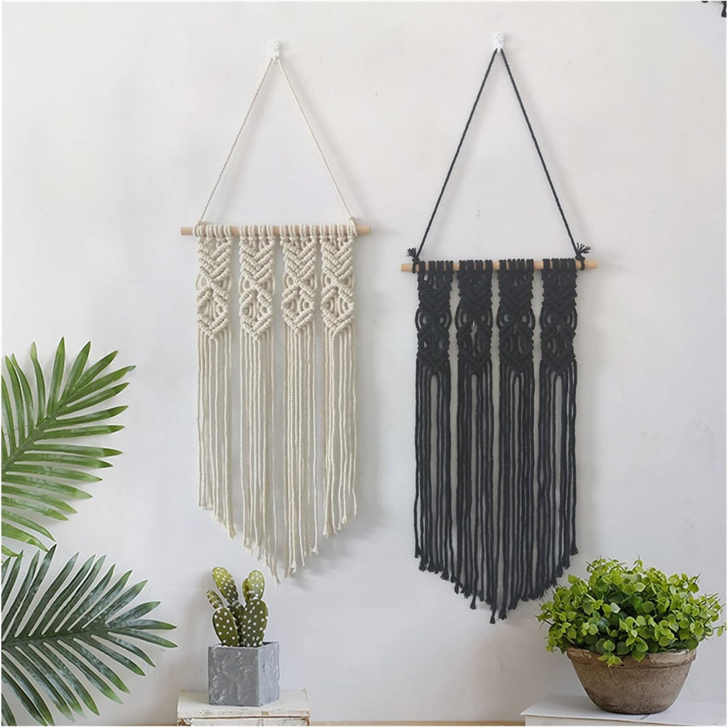 Tapestry Hand Woven Tapestry Macrame Wall Hanging Cotton Tapestry Home Decoration Gift for Women (Grey 1 35x65cm)