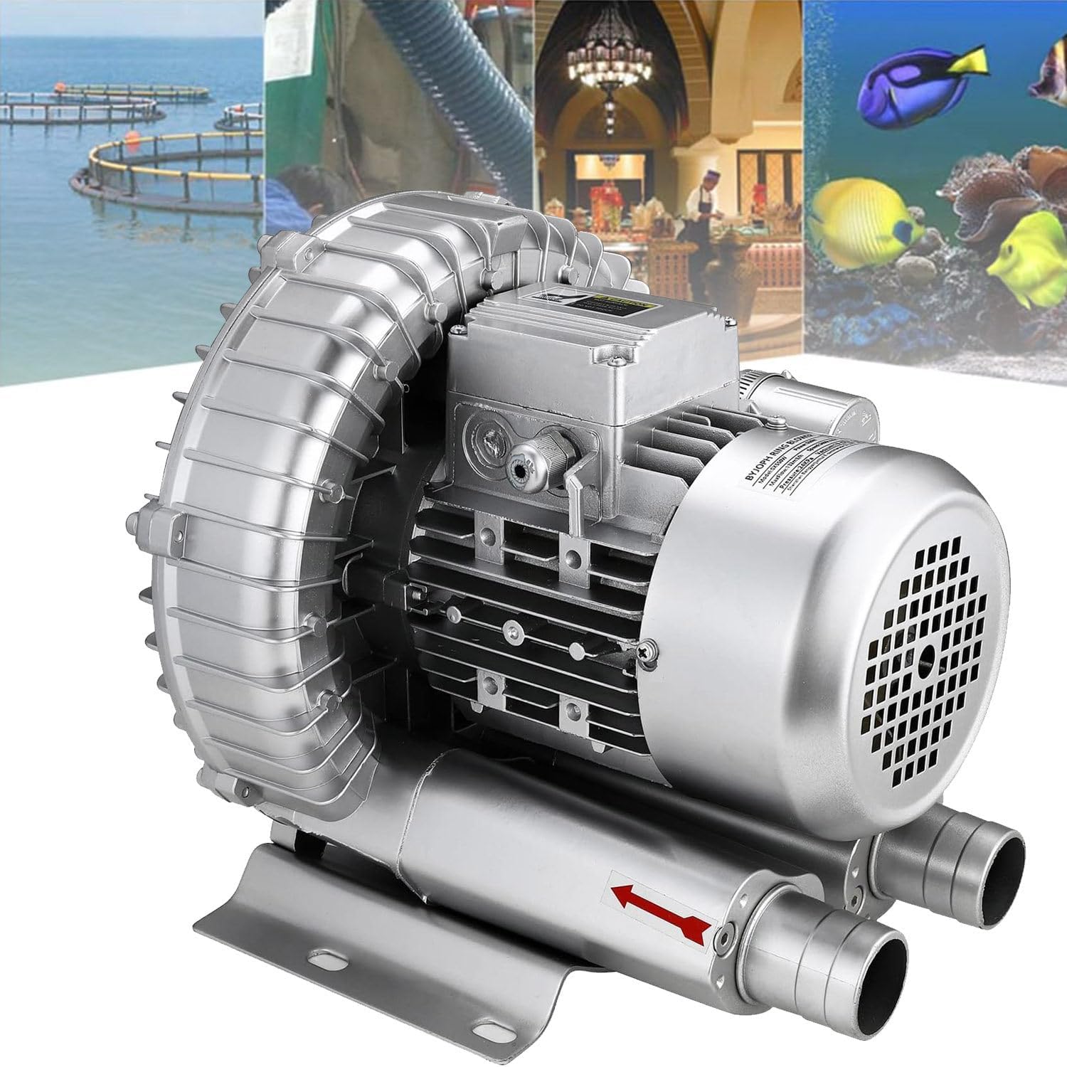 0.16HP-1.48HP(120W-1100W) Regenerative Blower,Industrial Vacuum Pump for Air Blowing Or Suction,Sewage Aeration Vortex Blower,Single Phase,Low Noise,1100W/1.48HP