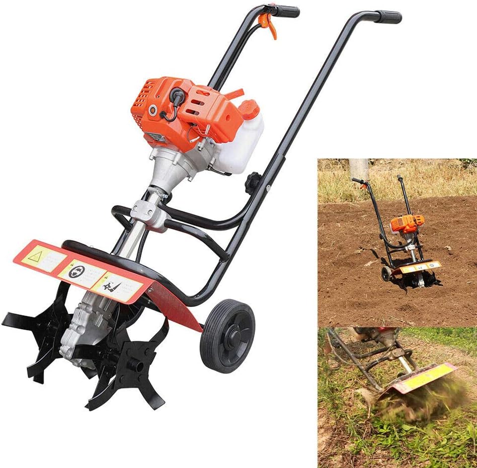 Tiller Cultivator 52CC 2Stroke Gas Powered Plant Garden Farm Tilling Tool Hand-Pull (Style 3)
