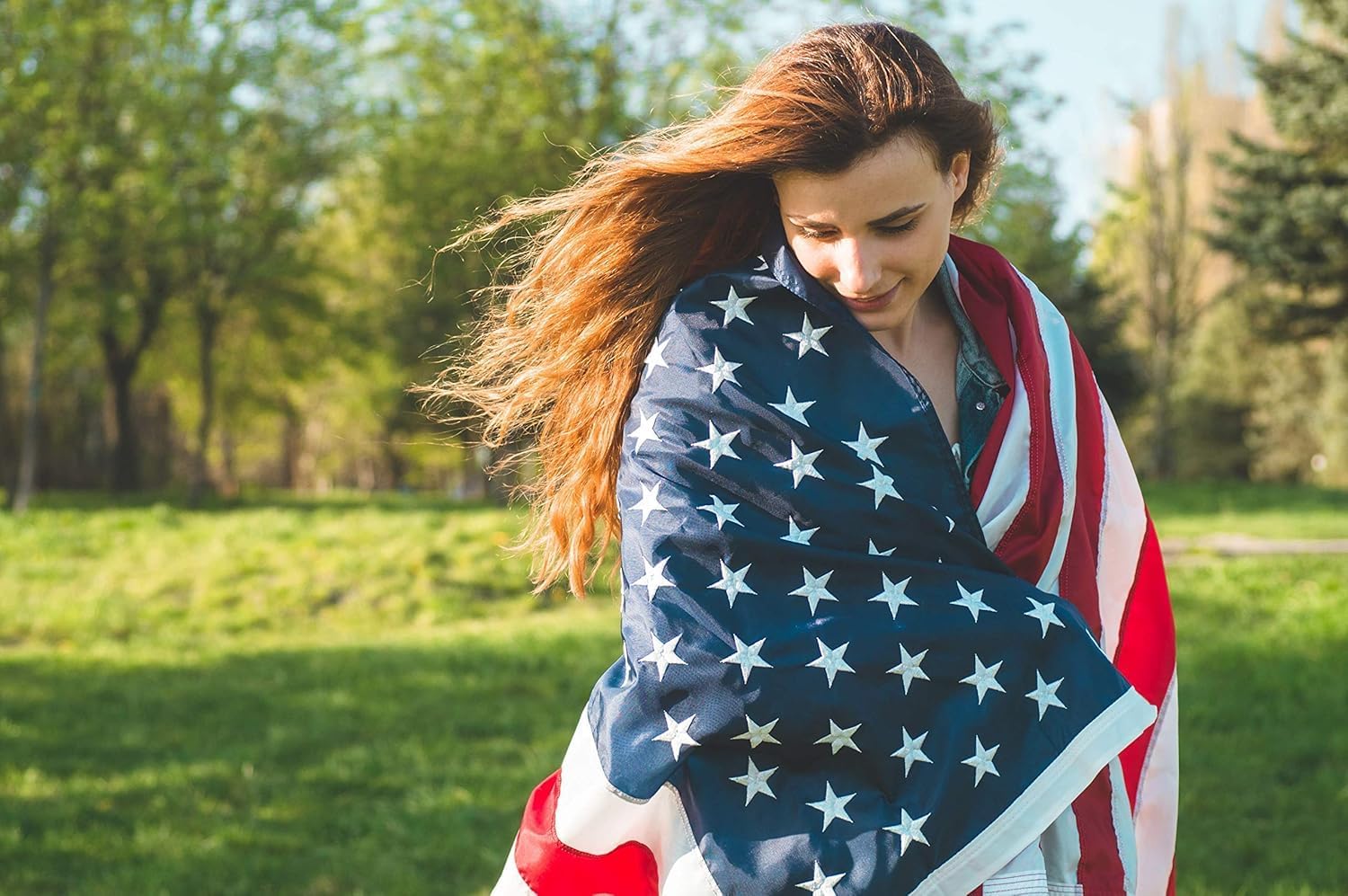 American Flag 10x15 ft: Long Lasting US Flag, Heavy Duty Nylon, Embroidered Stars, Sewn Stripes, Brass Grommets, UV Protection Perfect for Outdoors! USA Flag
