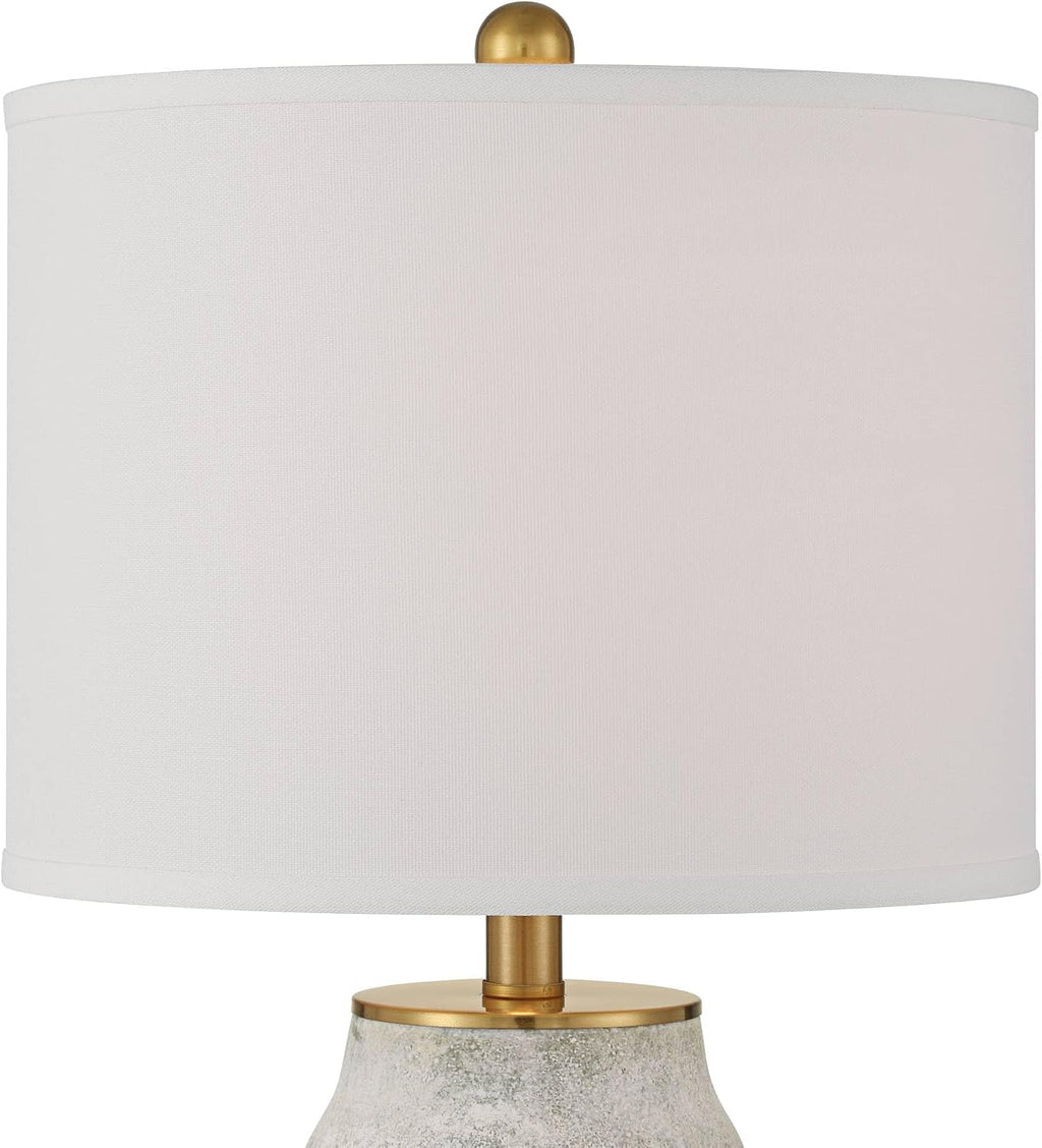360 Lighting Holly 24 3/4' High Modern 3-Way Table Lamps Set of 2 Gold and Gray Finish Ceramic Fabric White Shade Living Room Bedroom Bedside Nightstand House Office Home Reading Kitchen Entryway