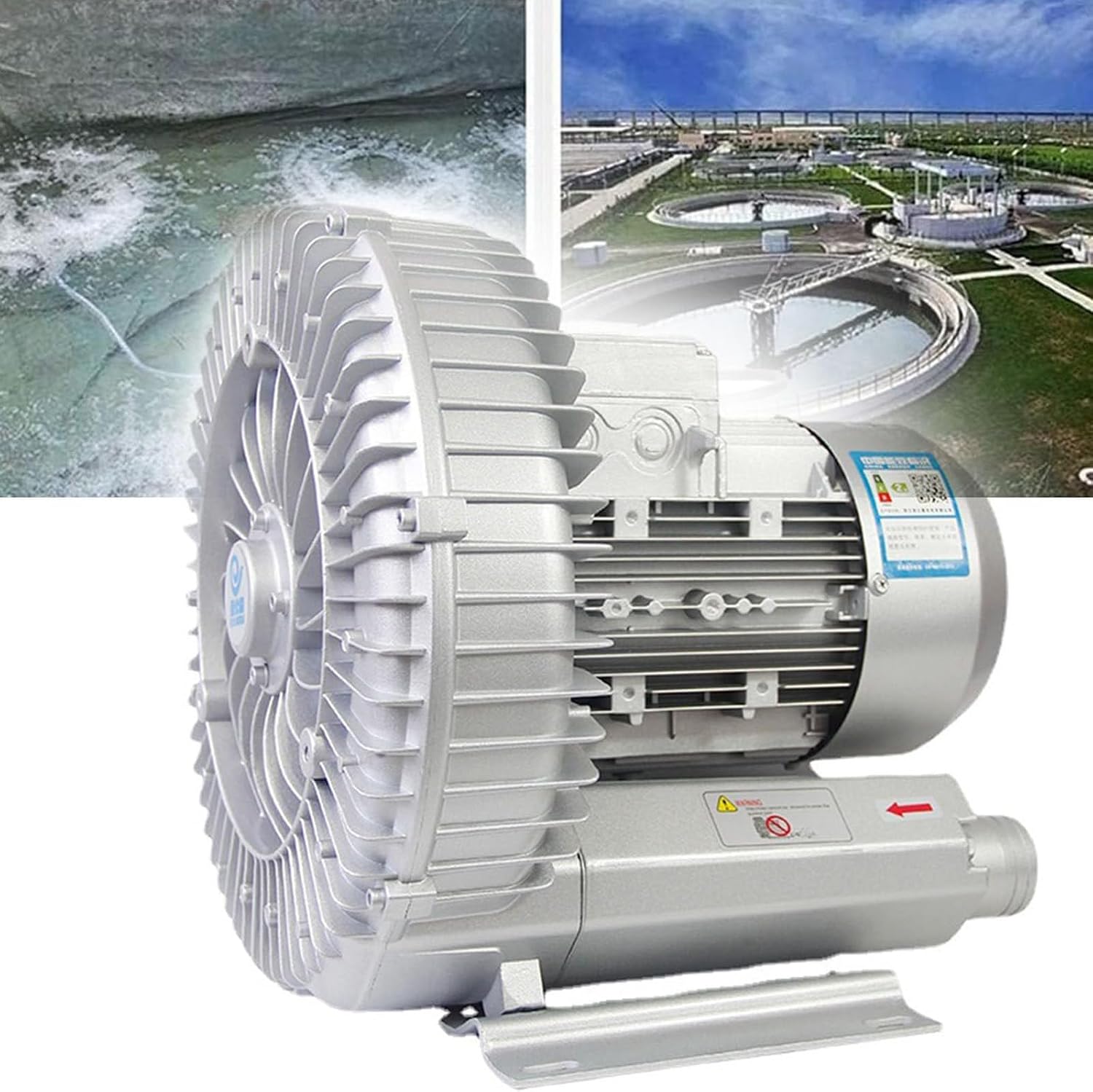 110V Regenerative Blower Single Phase, 120W-1100W, High-Pressure Industrial Vacuum Pump for Air Blowing Or Suction, Large Airflow Type High-Pressure Vortex Ring Blower,120W/0.16HP