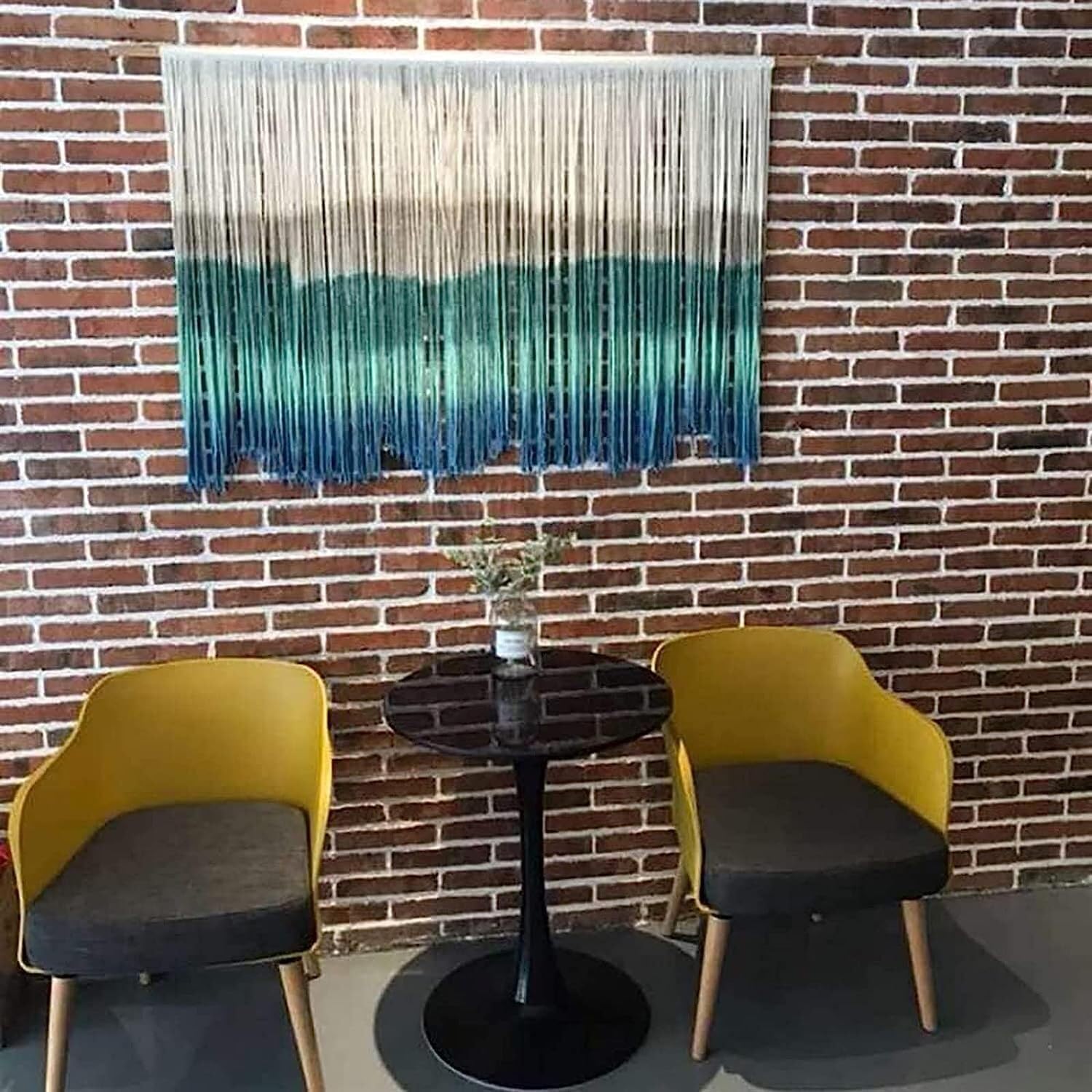 Modern Wall Decor Woven,Wall Hanging Art Tapestry, Macrame Wall Hanging Boho Chic Woven ?Tapestry Bohemian Tassel Art Cotton Rope Woven Large Wall Decor Curtain (Green)