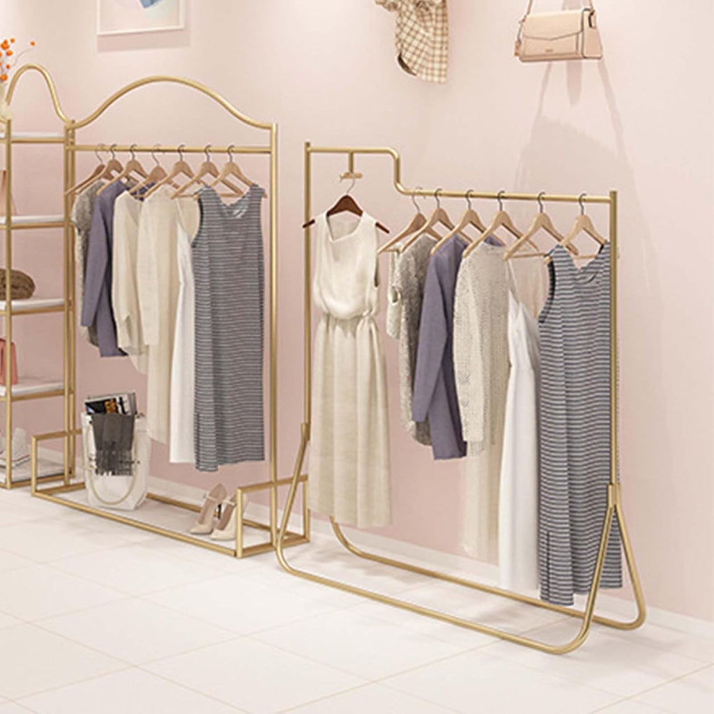 Garment Rack Standing Closet Rack Gold Free Standing Closet Rack Retail Clothing Display Stand Industrial Pipe Garment Rack for for Hanging Clothes Cloths Rack for Bedroo (Gold 120cm)