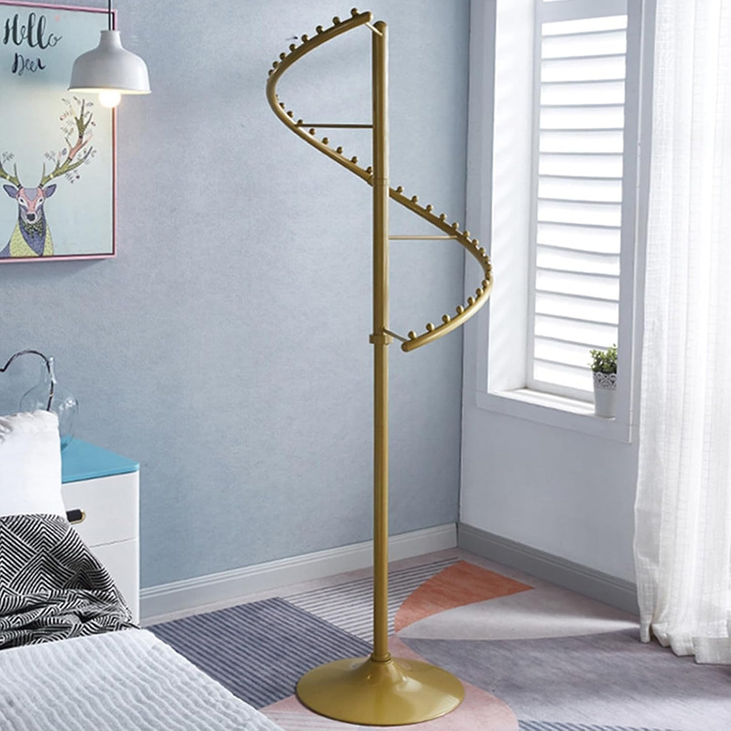 Clothing Rack,360° Spiral Rotating Clothing Rack - Heavy Duty S-Shaped Corner Organizer for Wardrobe, Space-Saving Cloakroom Hanger Rack for Hanging Clothes (Gold Finish)