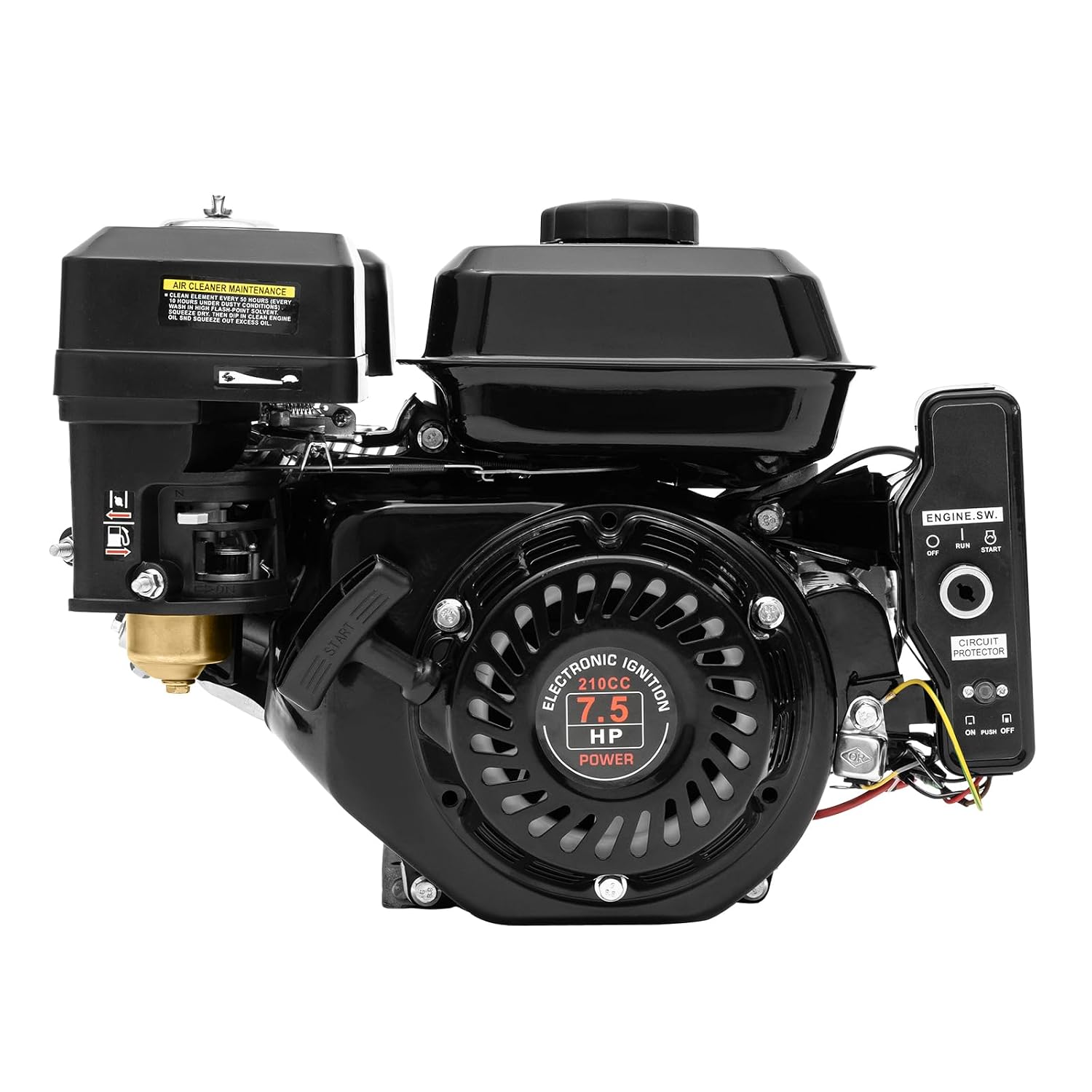 Gas Engine Motor for Honda GX160, 4-Stroke Gas Engine, Go Kart Garden Tiller Cultivator Air Cooling Single Cylinder OHV Gasoline Petrol Engine Motor Replacement(7.5HP, 210CC, Black)