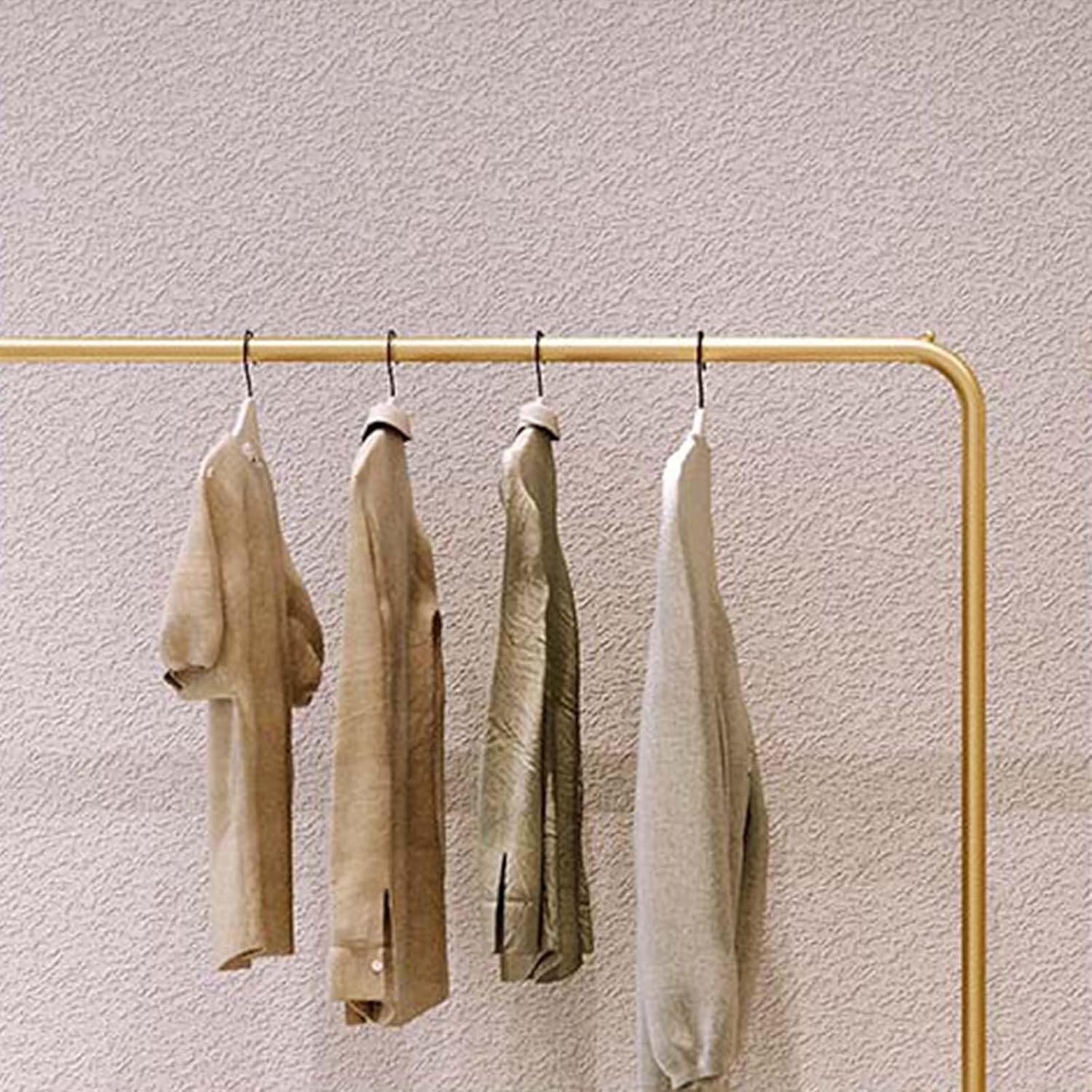 Gold Clothing Rack Industrial Pipe Clothing Rack Retail Clothing Display Stand Garment Rack for Hanging Clothes Clothing Display Stand Clothing Standing Rack for Balcony (Gold 100cm)