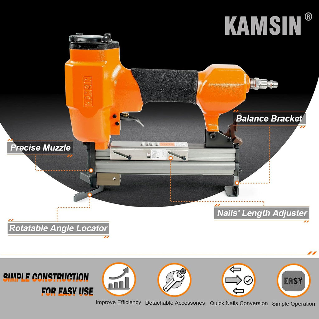 KAMSIN V1015 Pneumatic Picture Frame V Nailer with 4,000PCS of 7 MM V-Nails, 30 Gauge Picture Frame Stapler Air Power Wood Joiner