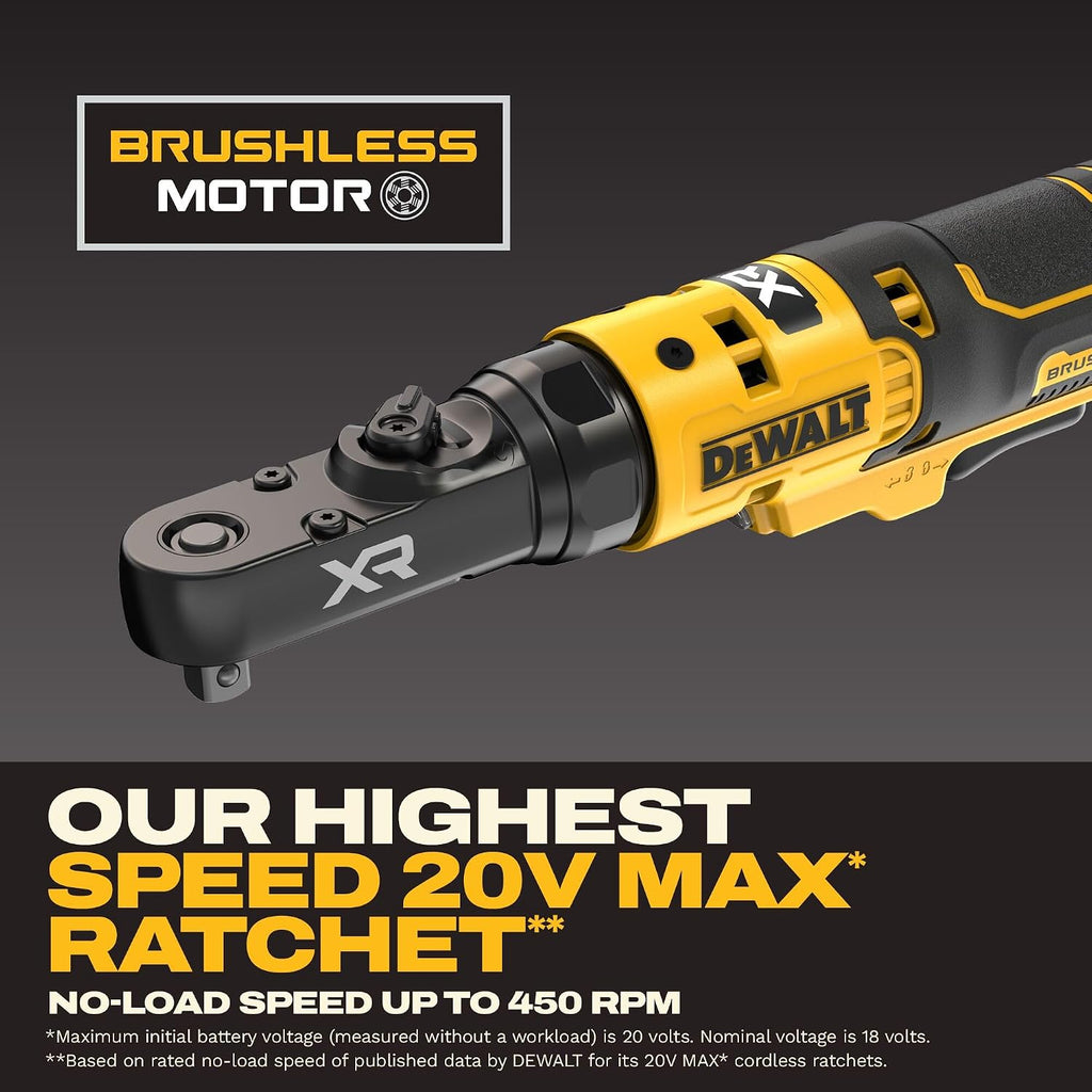 DEWALT 20V MAX* XR Brushless 1/4 in. & 3/8 in. Sealed Head Ratchet (Tool Only) (DCF520B)