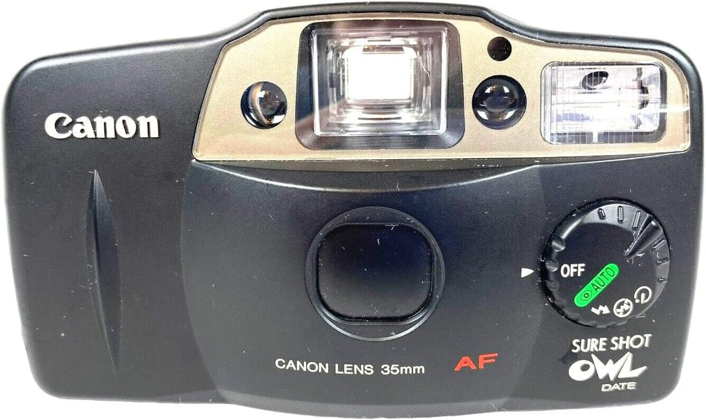 Canon SureShot Owl 35mm Point and Shoot Film Camera with built-in flash and Film wind/rewind mechanism. Powered by two AA batteries. Takes Both Color & B&W film (Renewed)