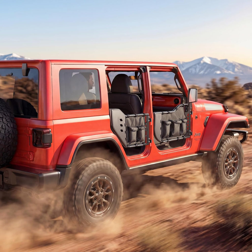 VEVOR Jeep Tube Doors, 4-Door, Compatible with 2018-2026 Jeep Wrangler JL & 2020-2026 Gladiator JT, Steel Off Road Front & Rear Tubular Half Doors with DOT Certified Side View Mirrors and Storage Bag