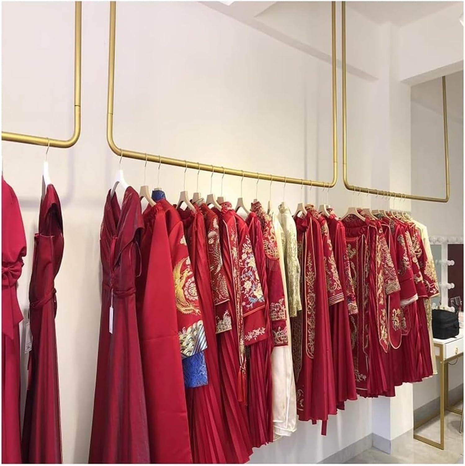 Closet Hanging Rod,Hanging Closet Rod, Wedding Dress Display Shelf Retail Store Garment Rack Ceiling Mount(100x80cm)